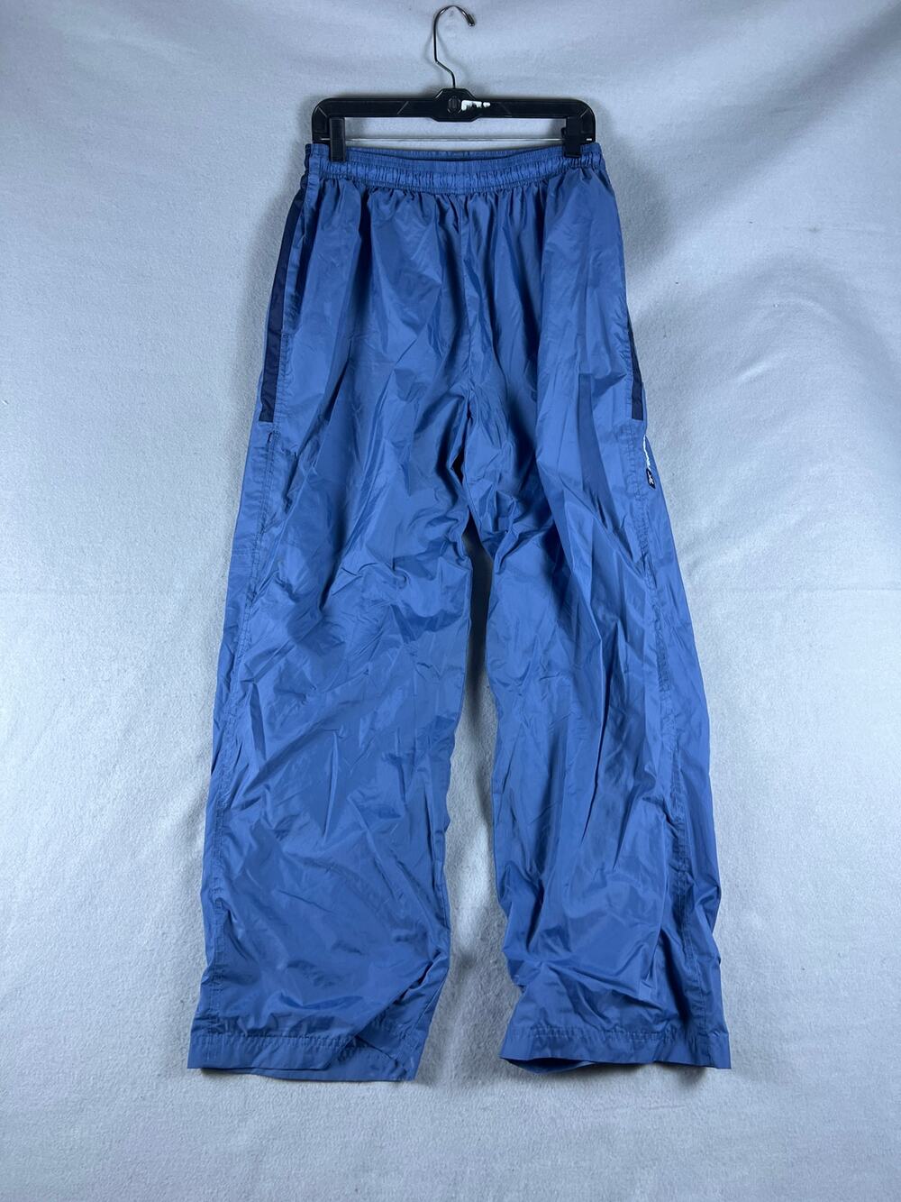 Vintage Reebok Track Pants Men L Blue Relaxed Softshell Warm Up Wind Pants Retro